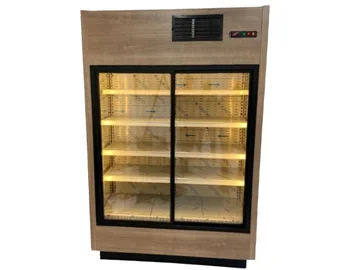 Paslanmaz çelik üst tablalı, ön yüzü doğal ahşap çıta dekorlu, cam siperlikli ve geniş çalışma yüzeyli modern fast food servis hattı